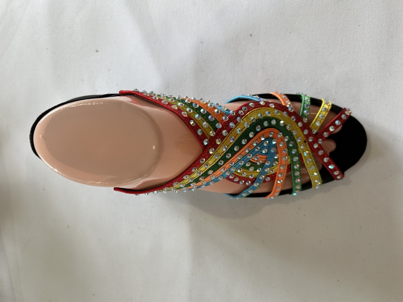 1578-MC -Multicolour Satin Pull On Sandal