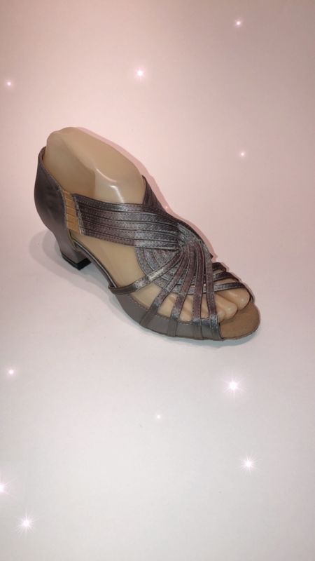 1578-GX -Plain grey satin pull on sandal