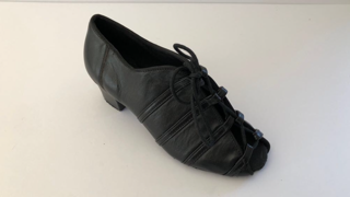 BB-CM-1 -Black open toe leather lace ups 