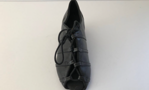 BB-CM-1 -Black open toe leather lace ups 