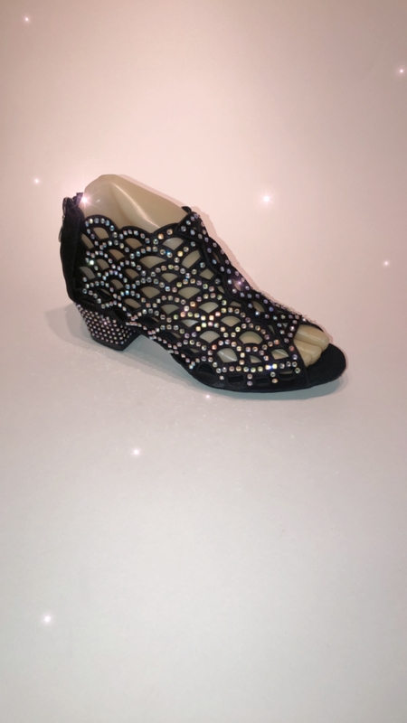  201592-BK -Black diamanté bootie