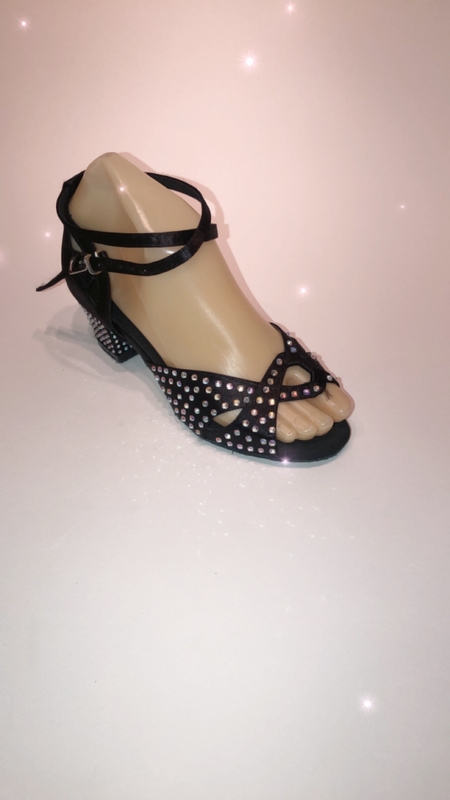 1495 -Black satin diamanté  sandal