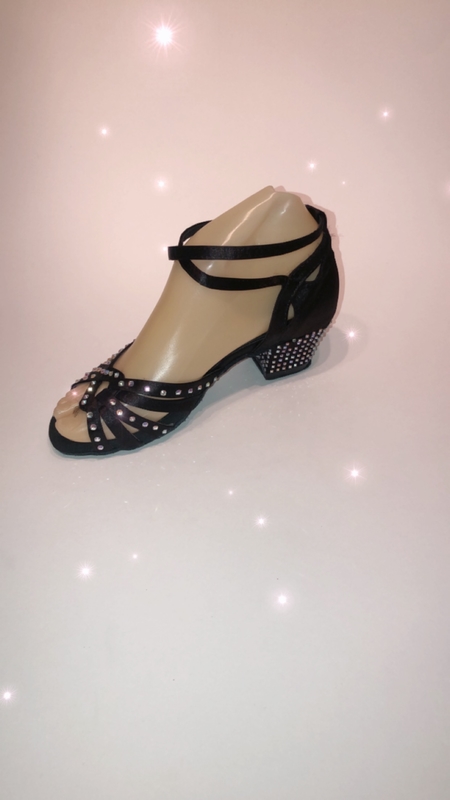 1495 -Black satin diamanté  sandal