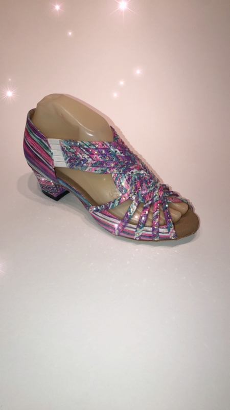 1578-CS -Candy stripe diamanté’ pull on sandal