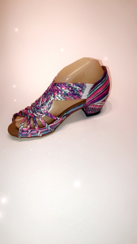 1578-CS -Candy stripe diamanté’ pull on sandal