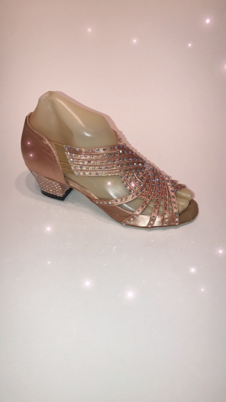 1578-F -Flesh diamanté satin Pull on sandal most popular design