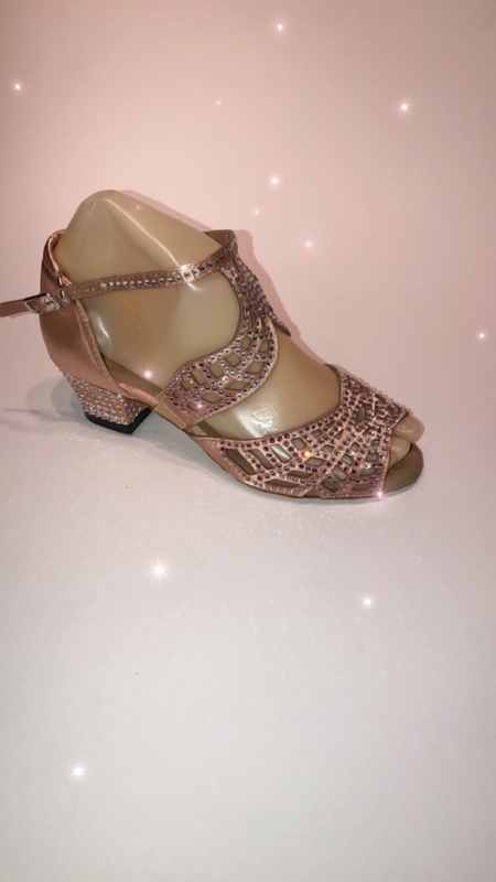 291531 -Nude satin pink diamanté high crossover strap sandal