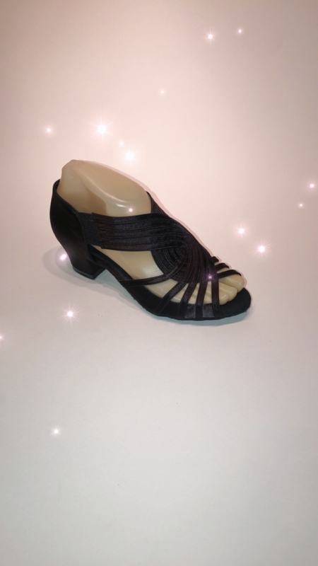 1578-ND -Plain black satin Pull on sandal