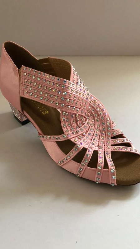 1578-Pink -Pink satin diamante sandal