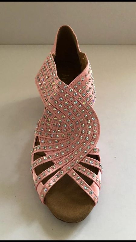 1578-Pink -Pink satin diamante sandal