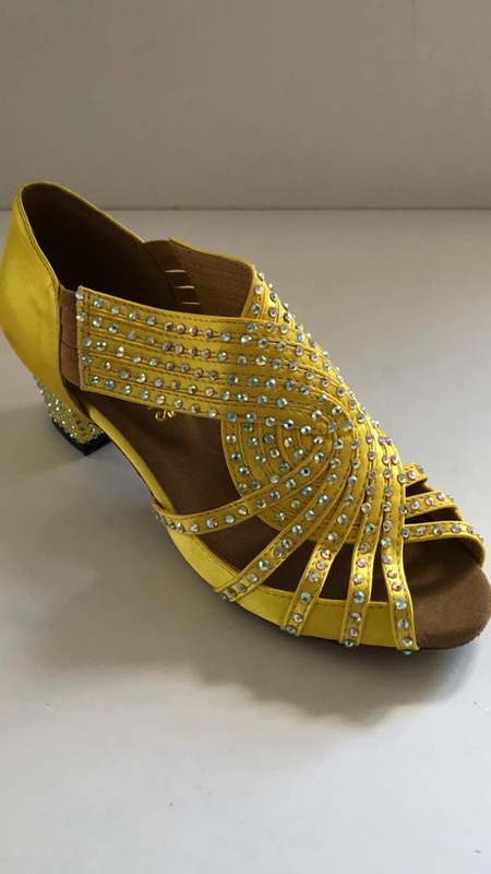 1578-Y -Yellow satin diamanté sandal