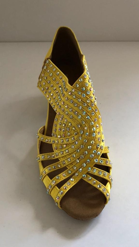 1578-Y -Yellow satin diamanté sandal