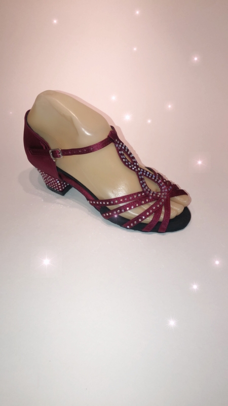 201514-W -Wine satin diamanté sandal 