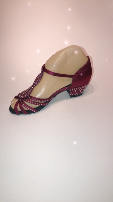 201514-W -Wine satin diamanté sandal 